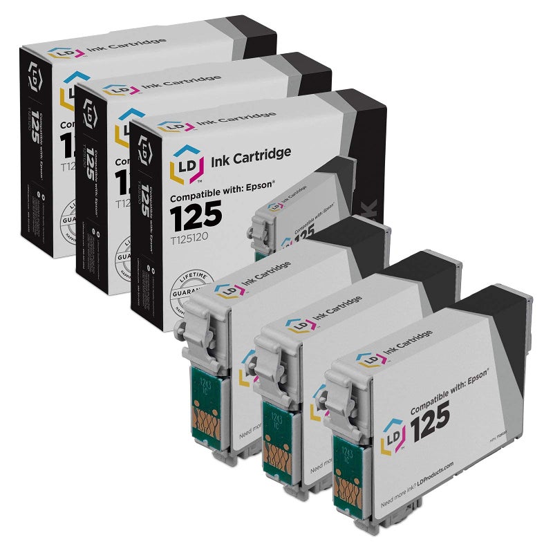 LD Products Remanufactured Ink Cartridge Replacement for Epson 125 ( Black , 3-Pack ) - Image 1